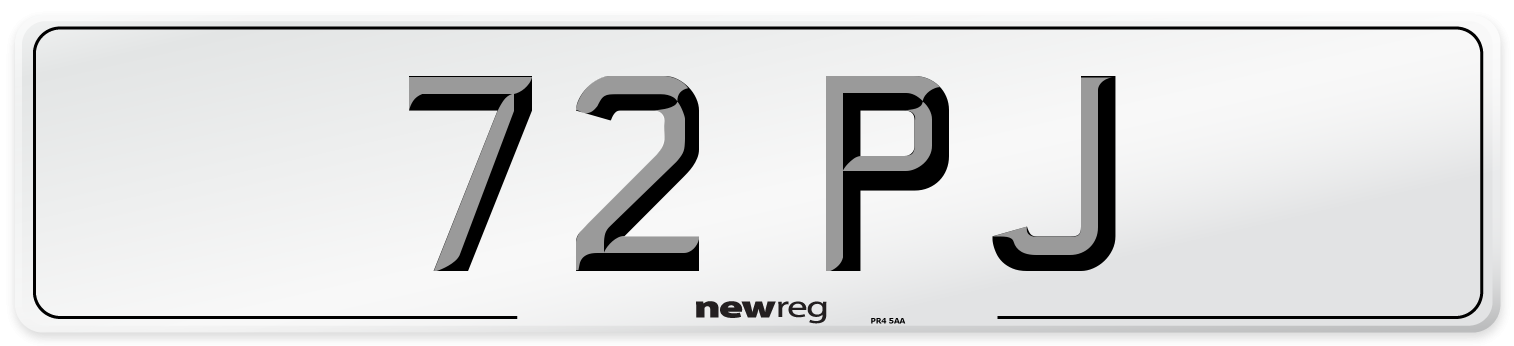 72 PJ Number Plate from New Reg